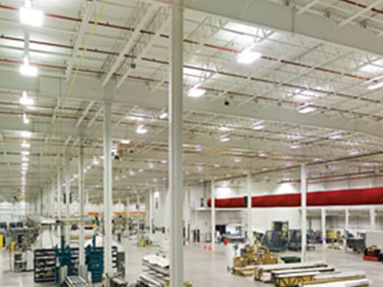 a large warehouse with machines